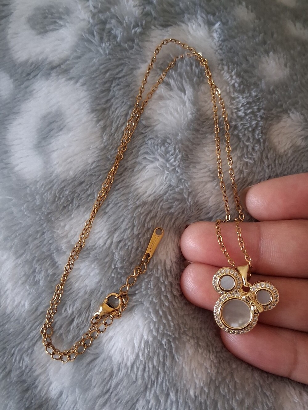 Gold-Tone Mouse Pendant Stainless Steel Necklace - Picture 3 of 9
